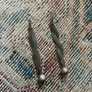 Vintage Silver chainmail earrings with ball